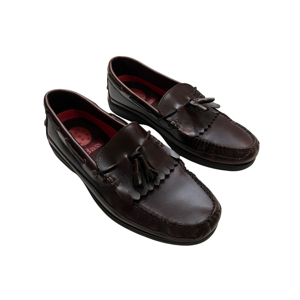GH Bass Henry Brown Leather Tassel Kiltie Boat Shoe Loafers Men's 12W